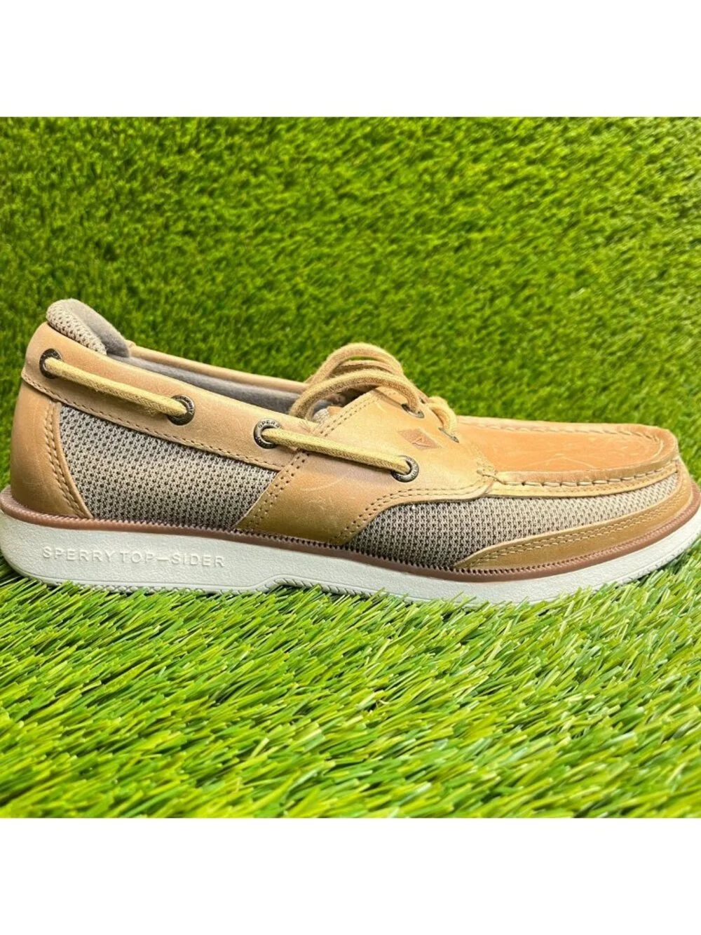 Sperry‎ Surveyo 2-Eye Mens Size 8 Brown White Casual Classic Leather Boat Shoes